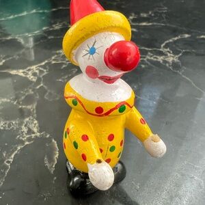 Clown vintage hand-painted wooden clown ornament